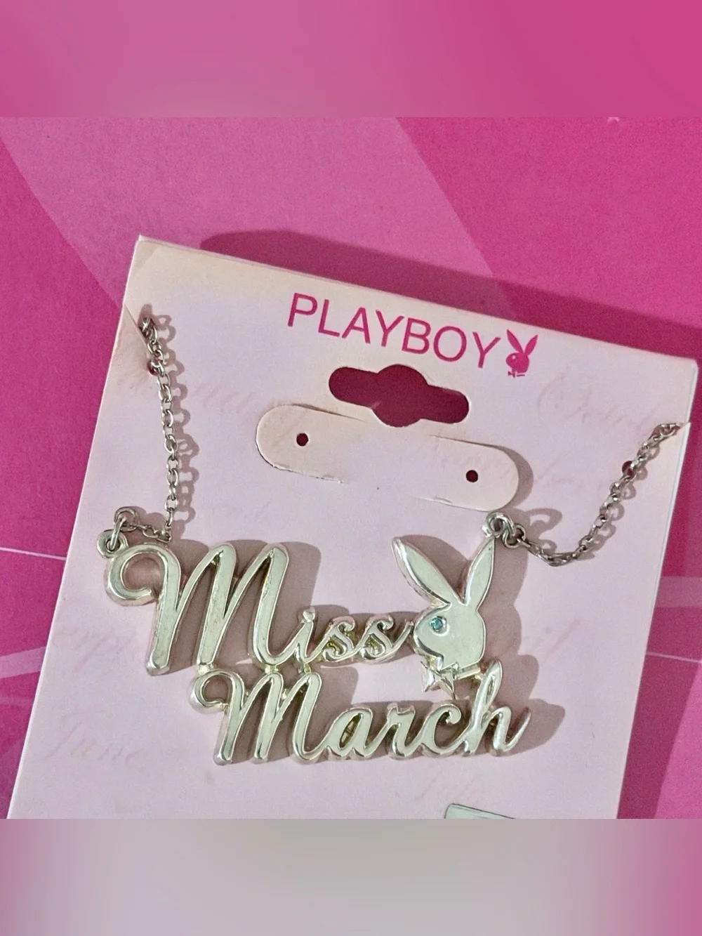 Playboy miss march silver necklace NWT